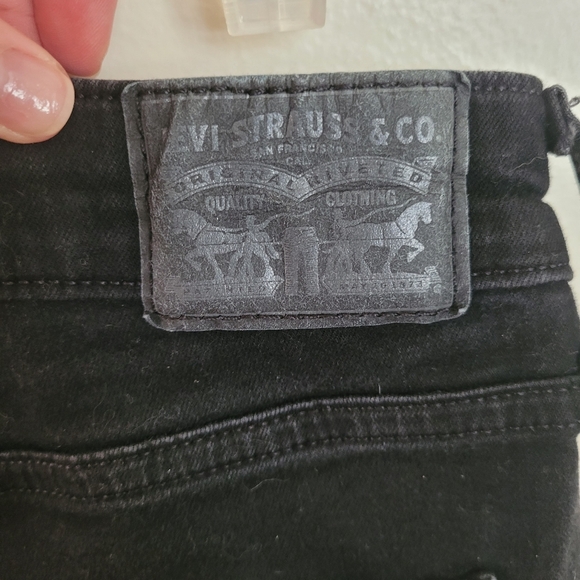 Vintage Levi's 721 High Rise Skinny Black Distressed Denim Jeans Size 27 - Picture 7 of 10